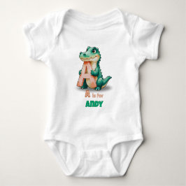 Personalisiertes Baby-Body – A steht für Alligator Baby Strampler
