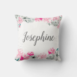 Personalisiertes Baby | Boho Watercolor-Blume Kissen