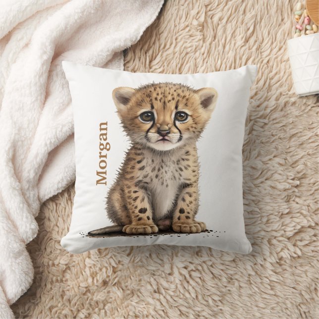 Personalisiertes Baby Cheetah Leopard Kinderzimmer Kissen (Decke)