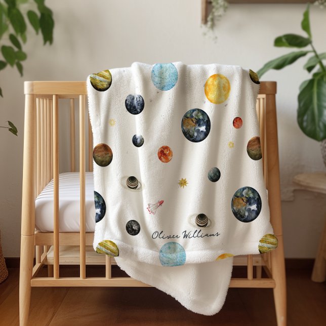 Personalisiertes Baby des Planeten-Sonnensystems Sherpadecke (Von Creator hochgeladen)