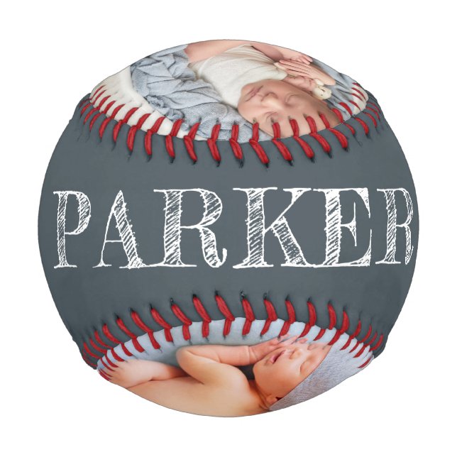 Personalisiertes Baby-Dusche Foto Baseball (Vorderseite)