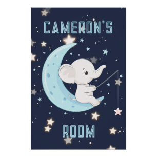 Personalisiertes Baby-Elefant-Fischen-4-Sterne-Pos Poster