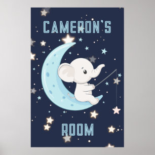 Personalisiertes Baby-Elefanten-Fischen-4-Sterne-P Poster