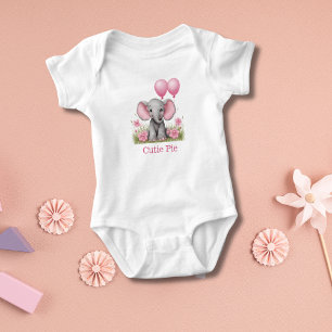 Personalisiertes Baby Elephant Pink Baby Duschgesc Strampler