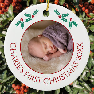 Personalisiertes Baby-Erstweihnachtsfoto Keramik Ornament