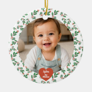 Personalisiertes Baby-Erstweihnachtsfoto Keramik Ornament