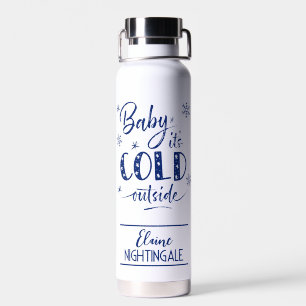 Personalisiertes Baby, es ist kalt draußen, blau Trinkflasche