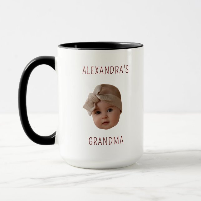 Personalisiertes Baby-Face-Foto für Opa zum Geburt Tasse (Links)