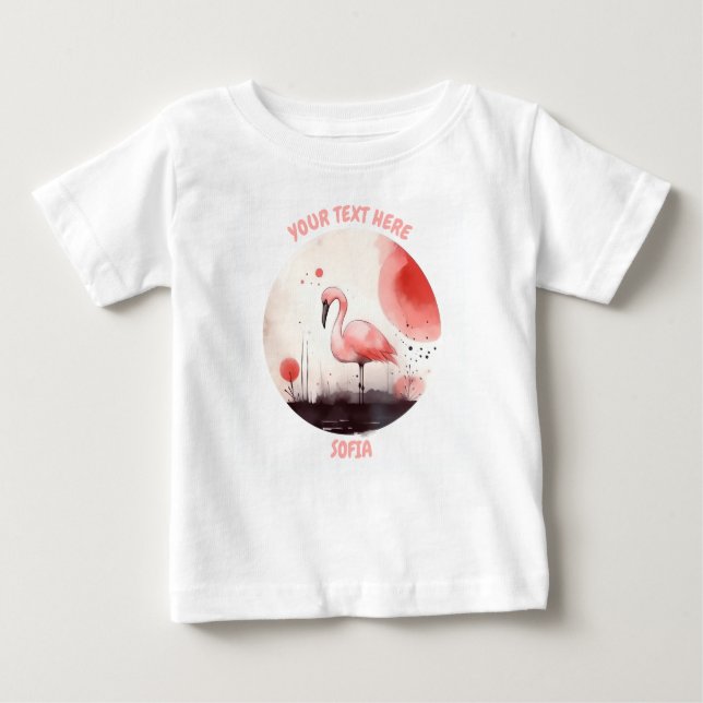 Personalisiertes Baby Flamingo T-Shirt (Vorderseite)