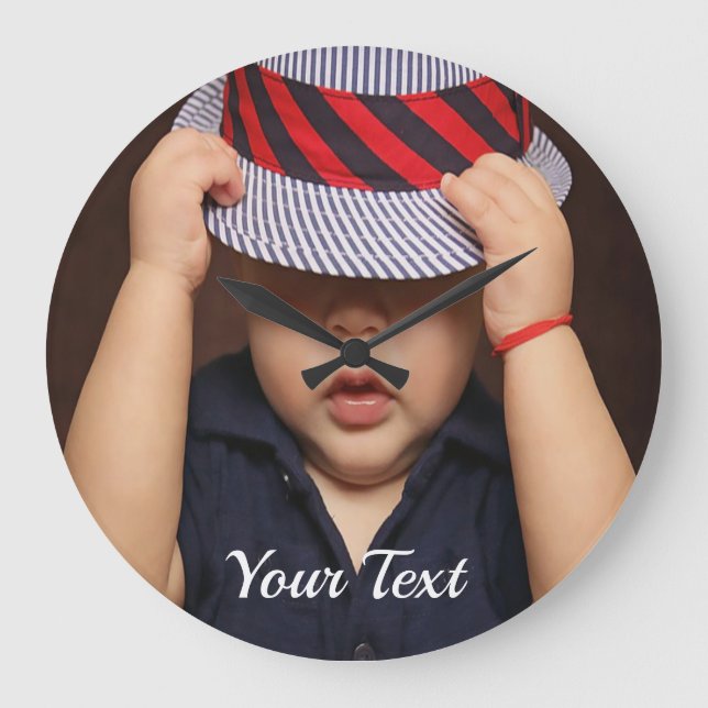 Personalisiertes Baby-Foto - Acrylwand Große Wanduhr (Vorderseite)