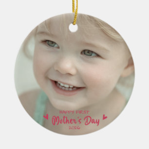 Personalisiertes Baby-Foto Alles Gute zum 1. Mutte Keramik Ornament