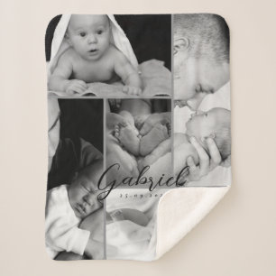 Personalisiertes Baby Foto Blanket Collage Sherpadecke