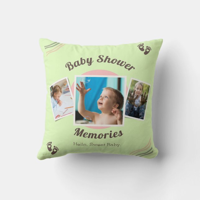 Personalisiertes Baby Foto Collage Throw Kissen Ge (Rückseite)