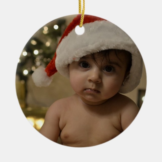 Personalisiertes Baby Foto Keramik Ornament (Vorne)
