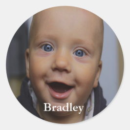Personalisiertes Baby-Foto Runder Aufkleber