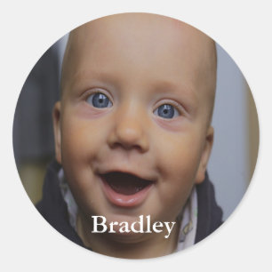 Personalisiertes Baby-Foto Runder Aufkleber