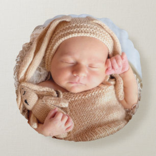 Personalisiertes Baby-Foto Rundes Kissen