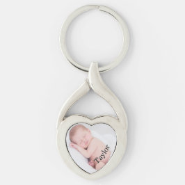 Personalisiertes Baby-Foto und gebogener Name Schlüsselanhänger