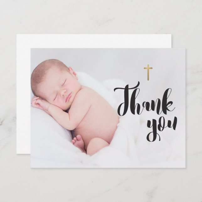 Personalisiertes Baby Foto Vielen Dank Taufe Karte (Vorne/Hinten)