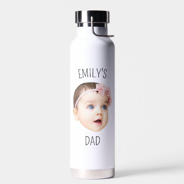 Personalisiertes Baby-Gesicht-Foto für neuen Papa Trinkflasche (Links)