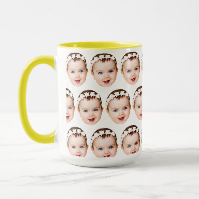 Personalisiertes Baby Gesicht Vater's Day Funny Ge Tasse (Links)