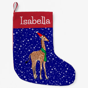 Personalisiertes Baby Giraffe in einer Weihnachtsm Kleiner Weihnachtsstrumpf