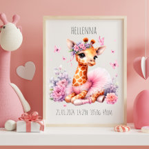 Personalisiertes Baby-Giraffen-Ballett-Plakat