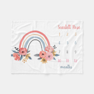 Personalisiertes Baby Girl Milestone Blauer Regenb Fleecedecke