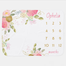 Personalisiertes Baby Girl Name Rosa Blumenmaus
