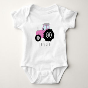Personalisiertes Baby Girl Pink Farm Traktor mit N Baby Strampler