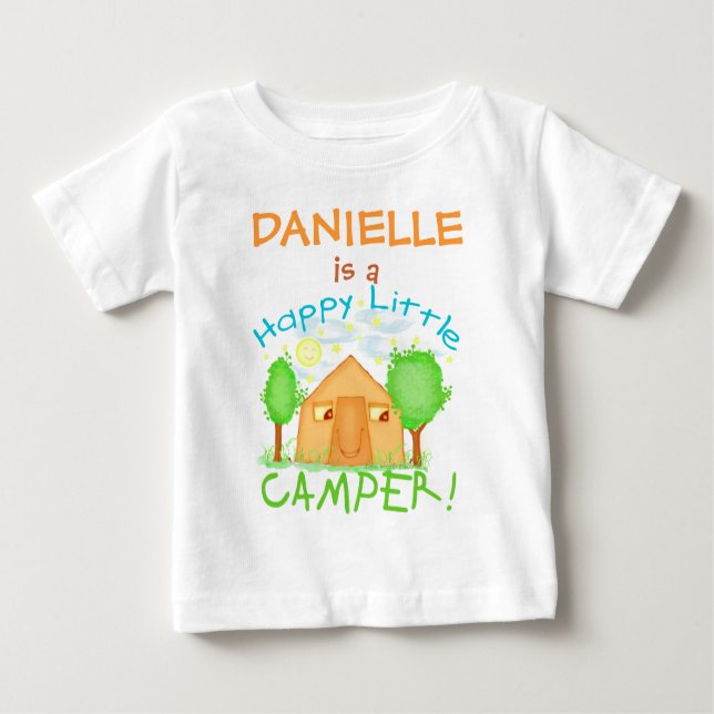 Personalisiertes Baby / Kind Sommer Camping T - Sh Baby T-shirt (Vorderseite)