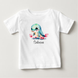 Personalisiertes Baby Kinder Delphin Wasserfarbe T-shirt