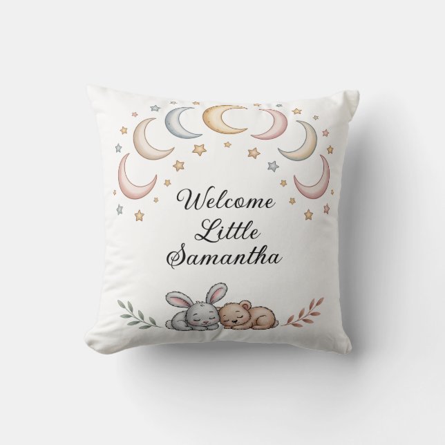 Personalisiertes Baby Kissen - Bunny & Bear (Vorderseite)