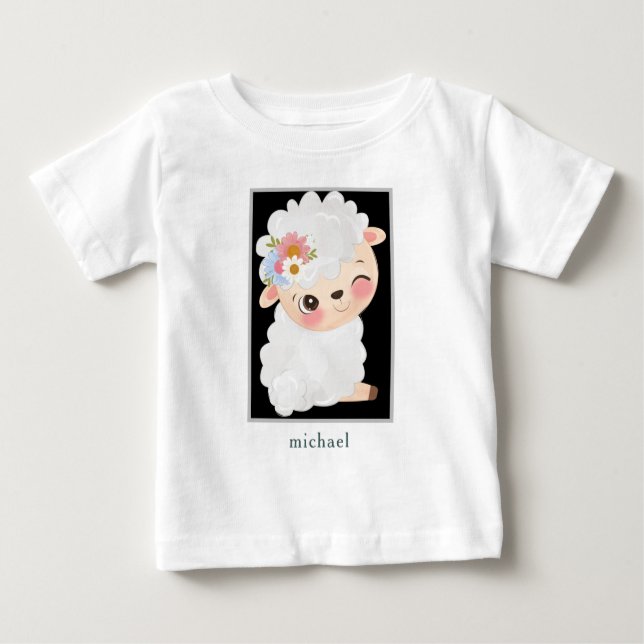 Personalisiertes Baby Lamb Baby T-shirt (Vorderseite)