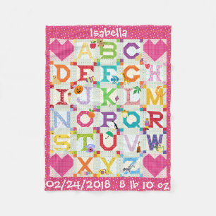 Personalisiertes Baby-Mädchen-Alphabet-Deckendesig Fleecedecke