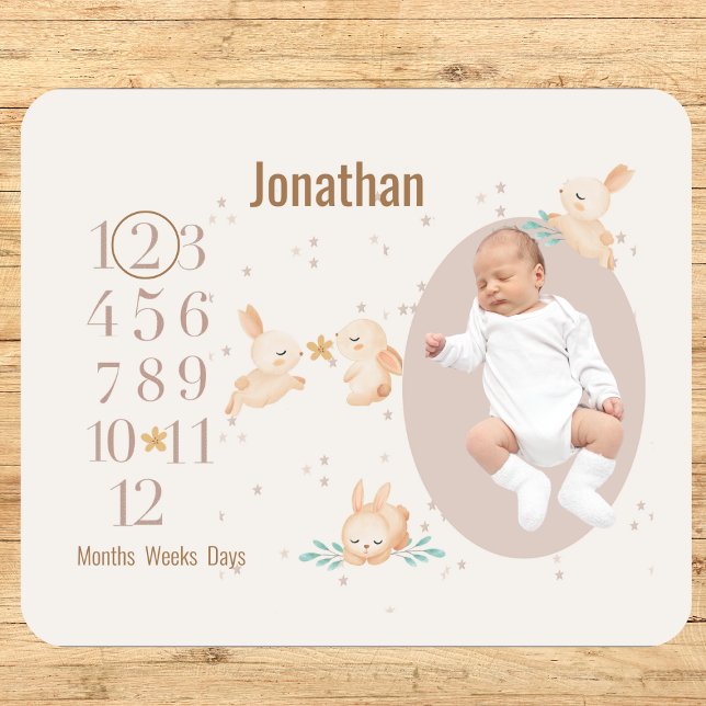 Personalisiertes Baby-Meilenstein-Kaninchen-Geschl Sherpadecke (Von Creator hochgeladen)