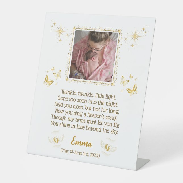 Personalisiertes Baby Memorial Pedestal-Zeichen Sockelschild (Vorderseite)