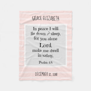 Personalisiertes Baby, Nachtgebet (Psalm 4:8) Fleecedecke
