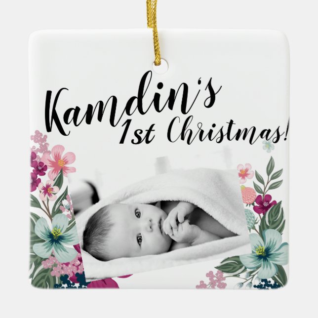 Personalisiertes Baby Ornament Tropische Blume auf (Vorderseite)