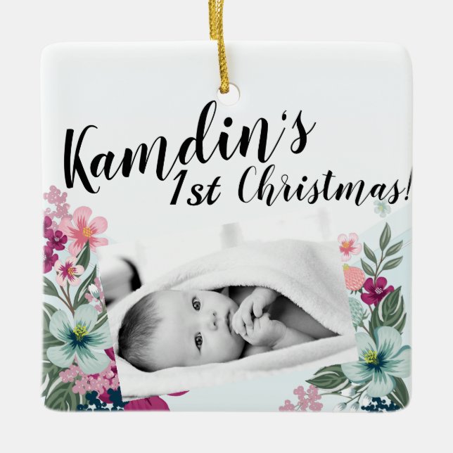Personalisiertes Baby Ornament Tropische Blume auf (Vorderseite)