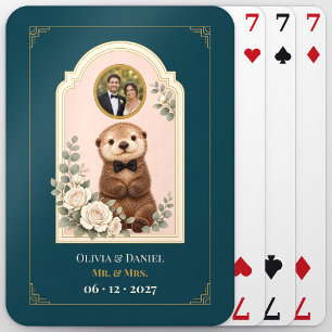 Personalisiertes Baby-Otter-Hochzeitsgeschenk-Foto Spielkarten