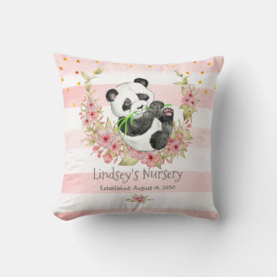 Personalisiertes Baby Panda Pink Kinderzimmer Kissen
