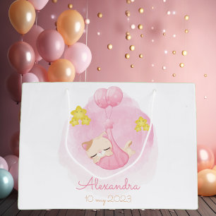Personalisiertes Baby Pink Cat Individuelle Name u Große Geschenktüte