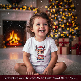 Personalisiertes Baby-Rentier-Erstes-Christmas-T-S Kleinkind T-shirt