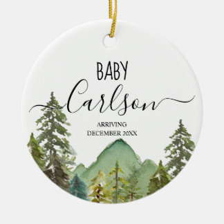 Personalisiertes Baby Reveal Schwangerschaft Berg Keramik Ornament