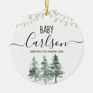 Personalisiertes Baby Reveal Schwangerschaft Pine  Keramik Ornament