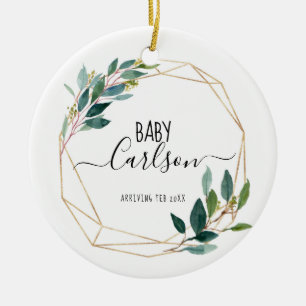 Personalisiertes Baby Reveal Schwangerschaftsgrün Keramik Ornament