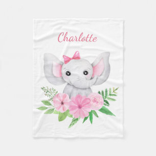 Personalisiertes Baby-Rosa-Elefanten-Geschenk für Fleecedecke