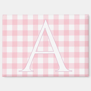 Personalisiertes Baby-Rosa-Gingham-Monogramm Magnet