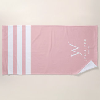 Personalisiertes Baby-Rosa-Streifen Strandtuch